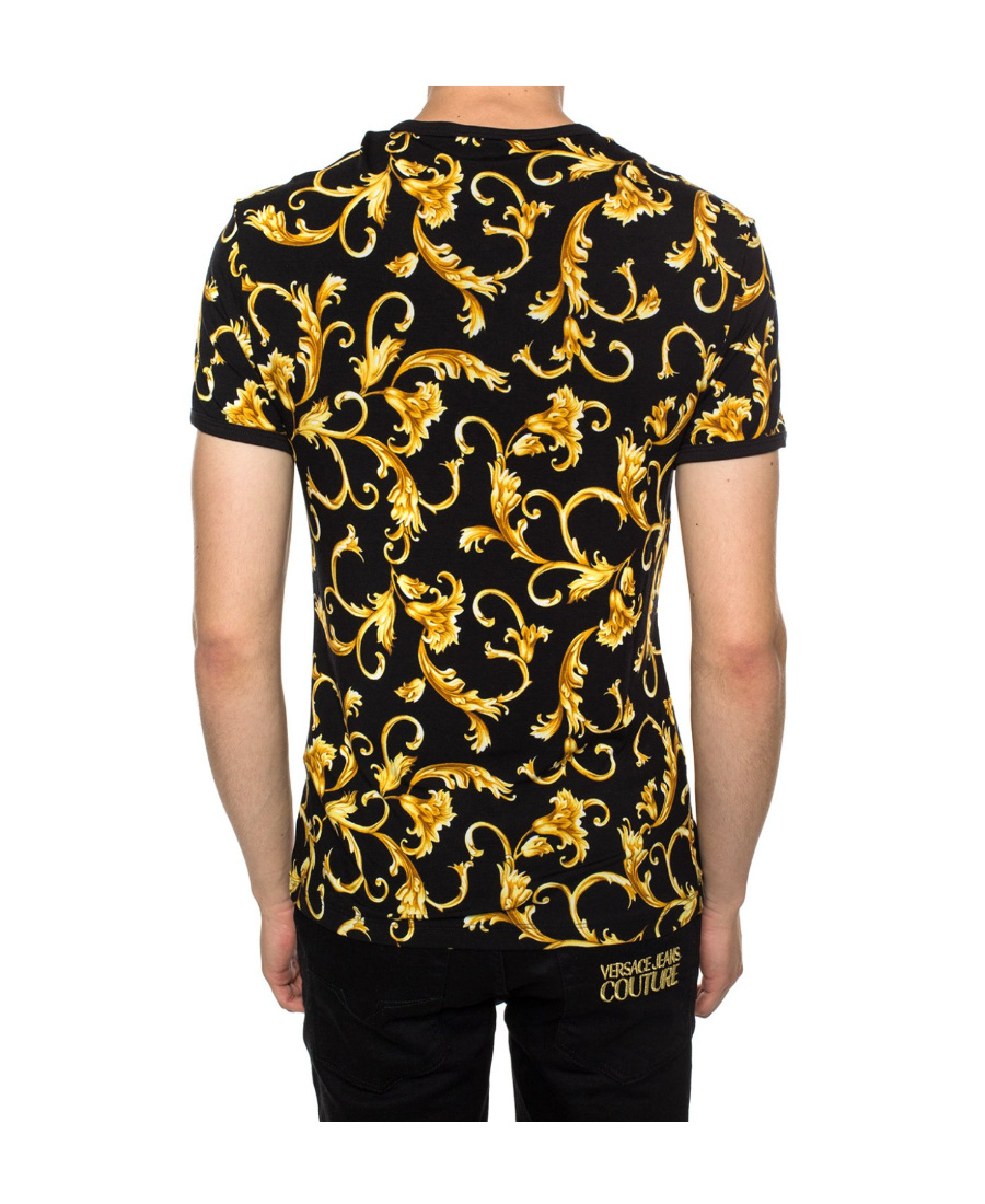 Versace Printed Round-necked T-shirt In Black