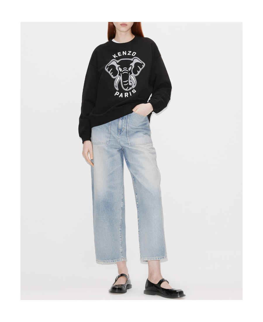 Kenzo Varsity Jungle Embroidered Sweatshirt In Black