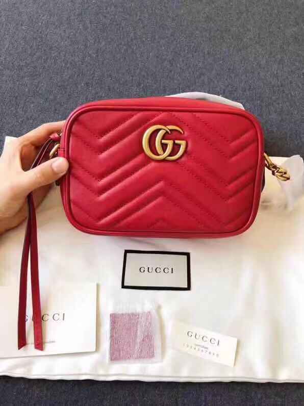 Gucci Gg Marmont Mini Matelasse Leather Camera Bag In Red