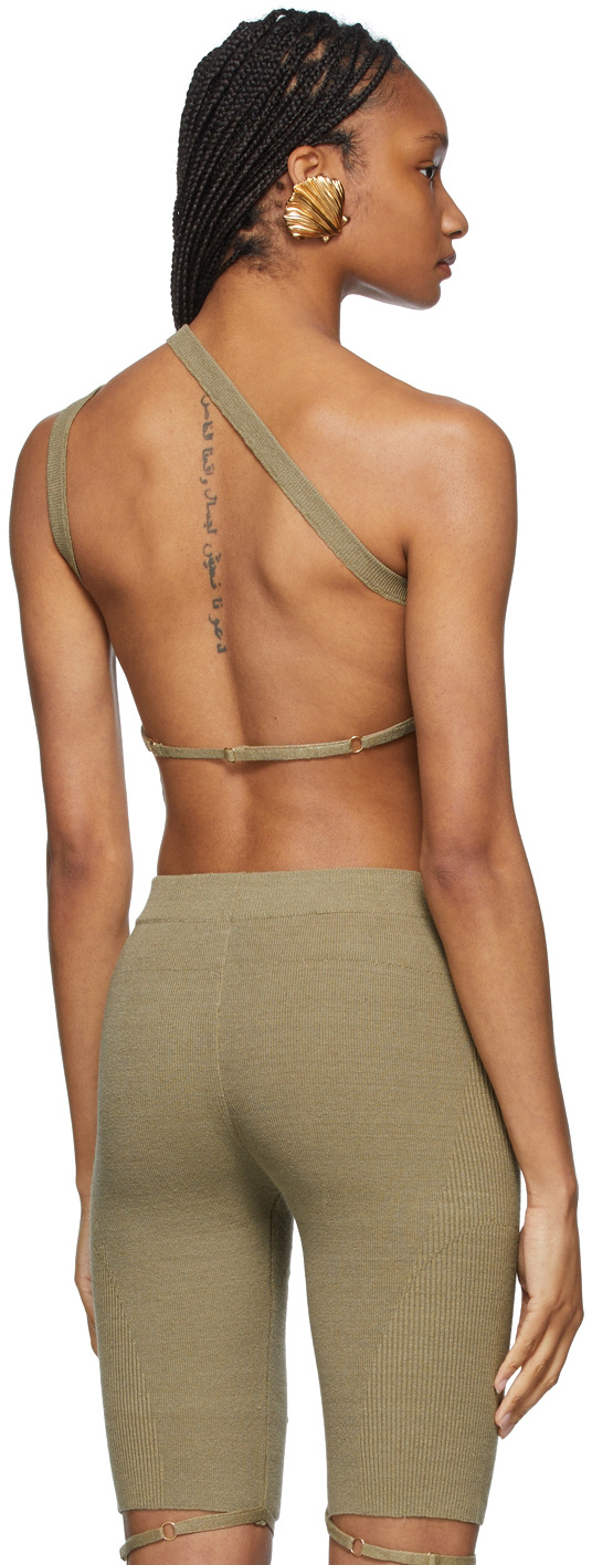 Jacquemus La Maille Ascu Cropped Top In Nude