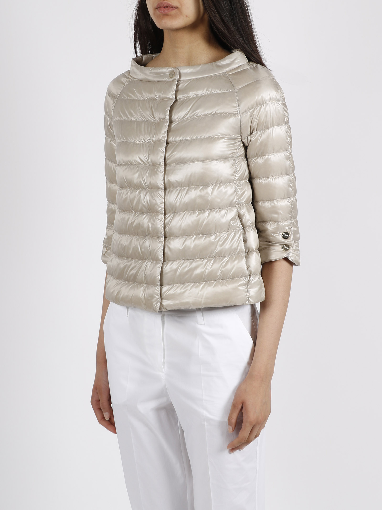 Herno Three-quarter-length Sleeve Puffer Jacket In White