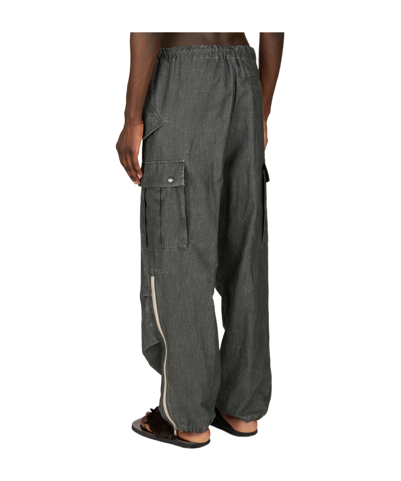 Dries Van Noten Linen Cargo Pants In Black