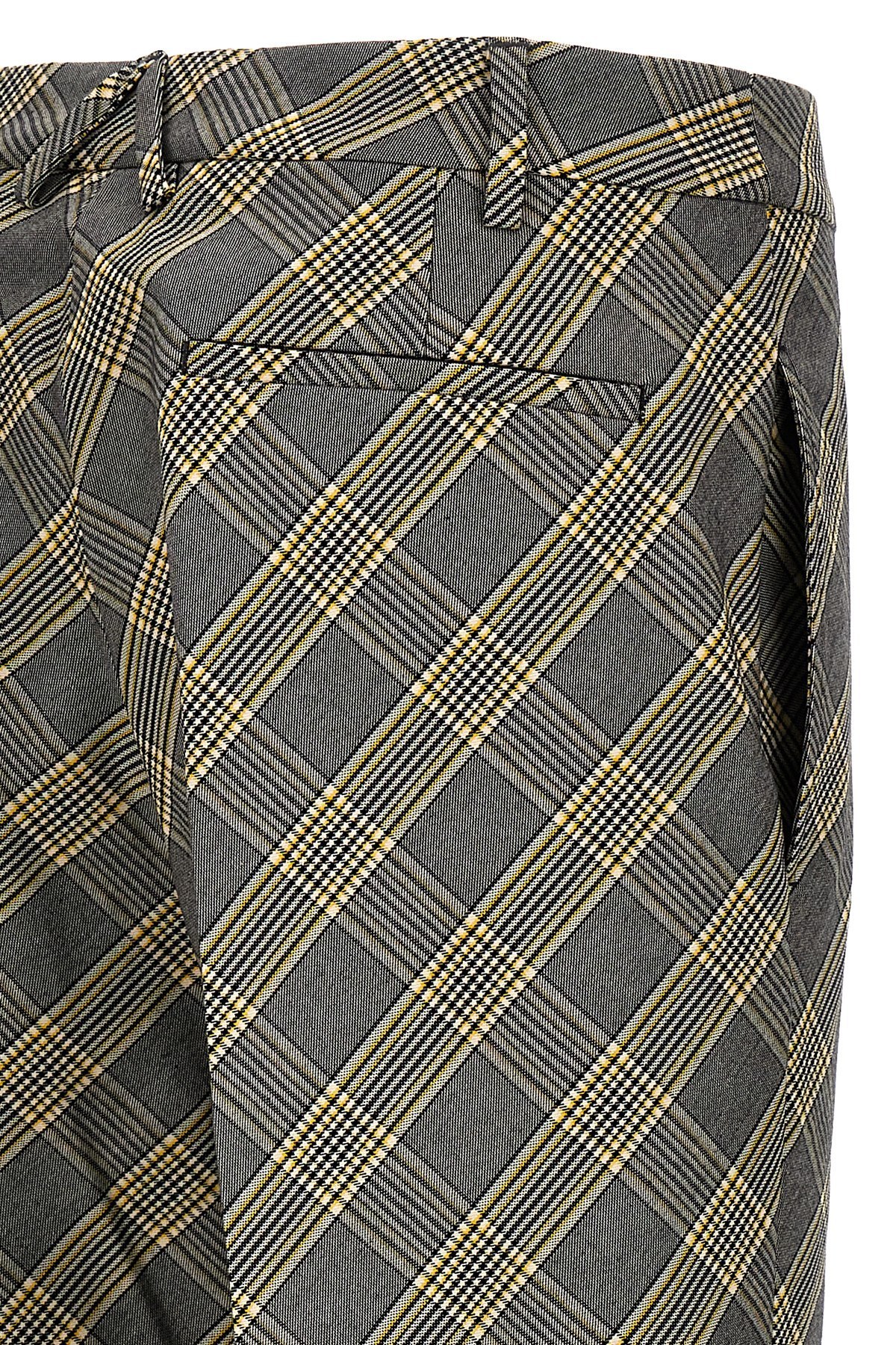 Ambush Check Print Cotton Trousers With Concealed Closure In Black