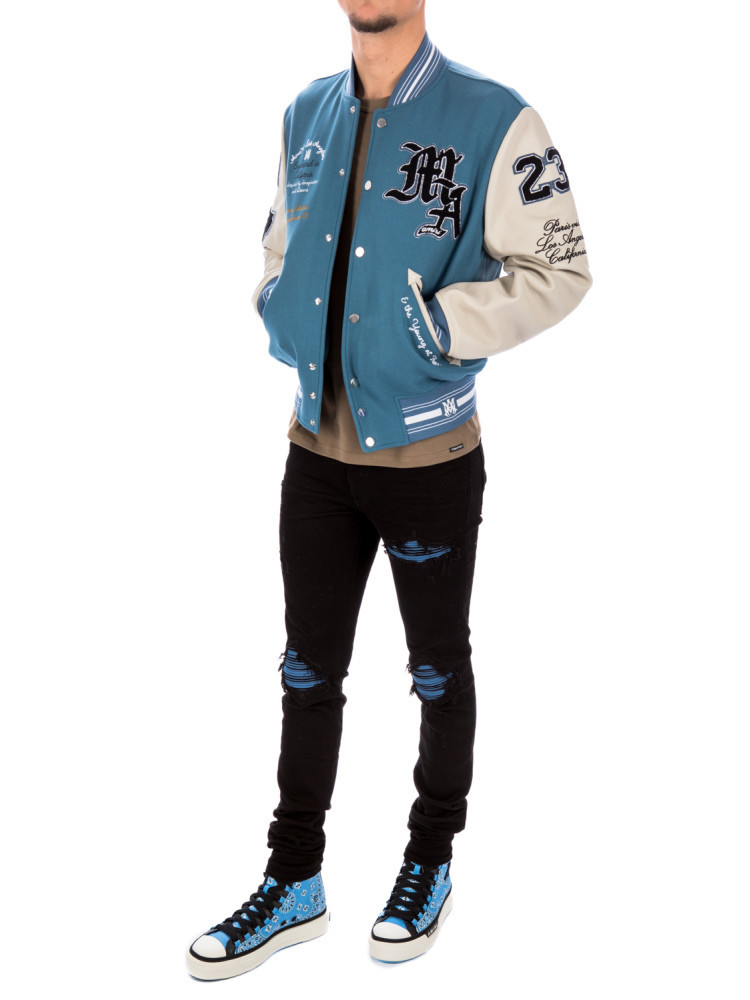 Amiri Oversized Varsity Jacket Ribbed Collar In Blue