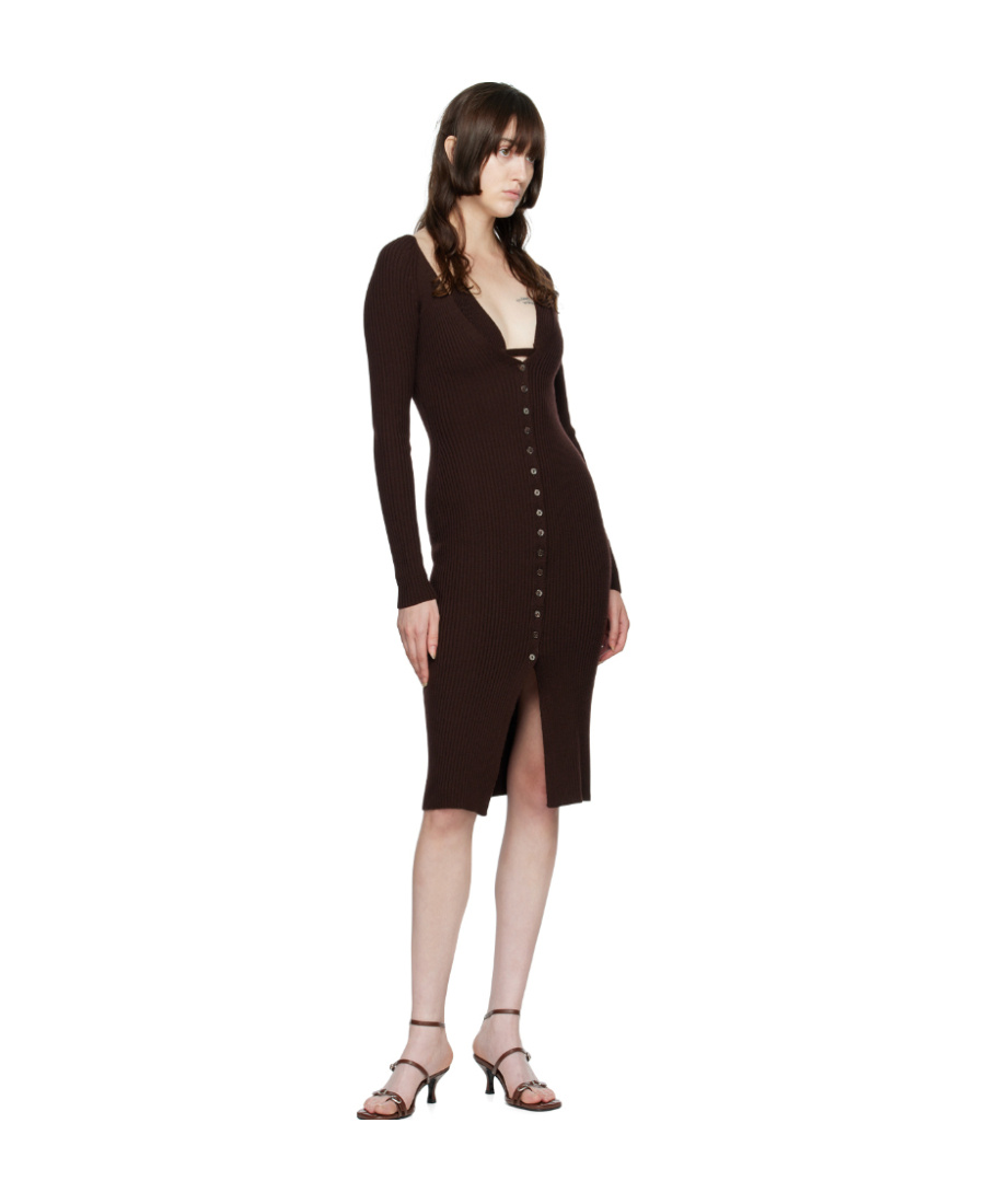 Blumarine Logo Ribbed Dress In Black