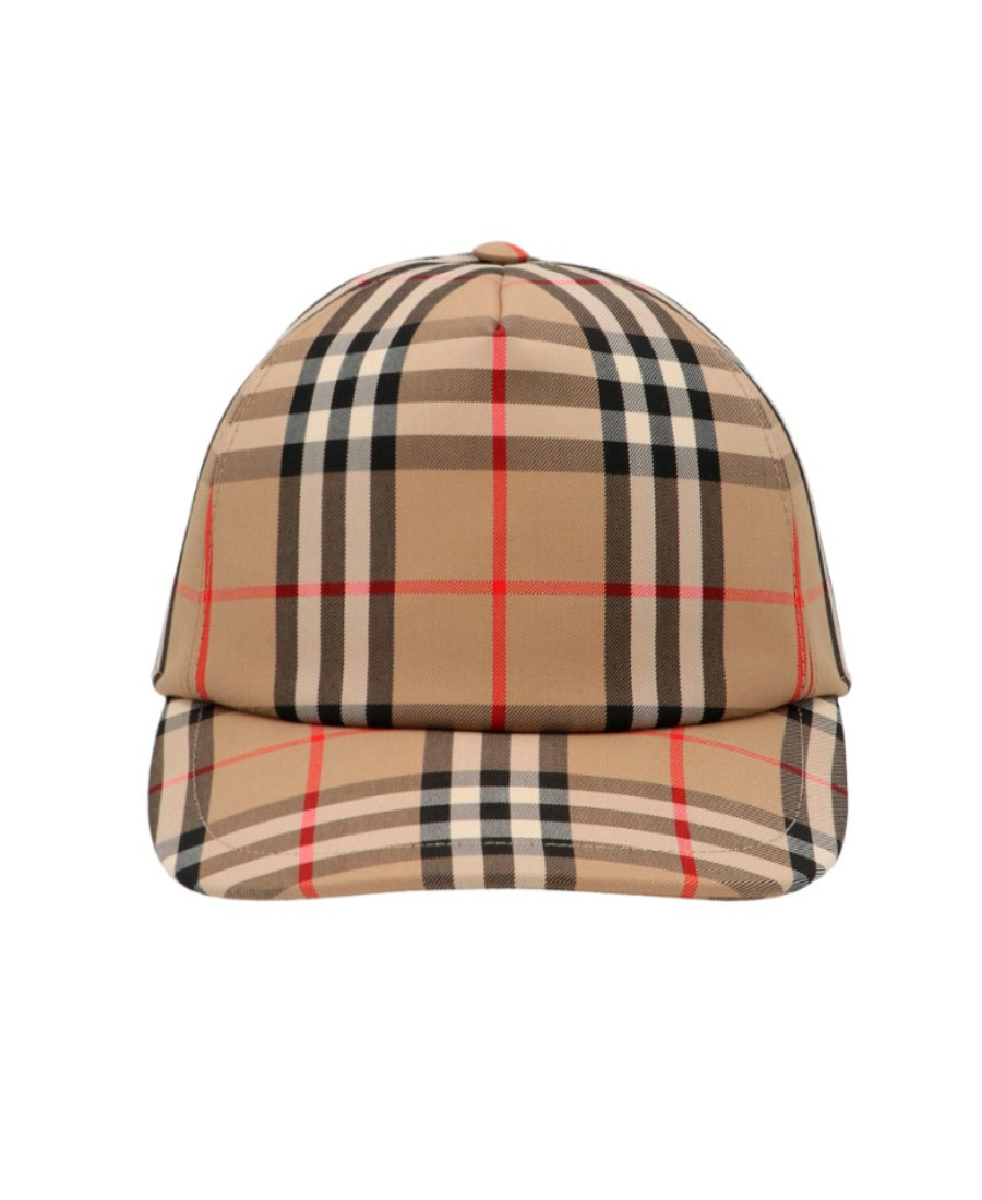 Burberry Check Pattern Cap Curved Brim Design In Brown