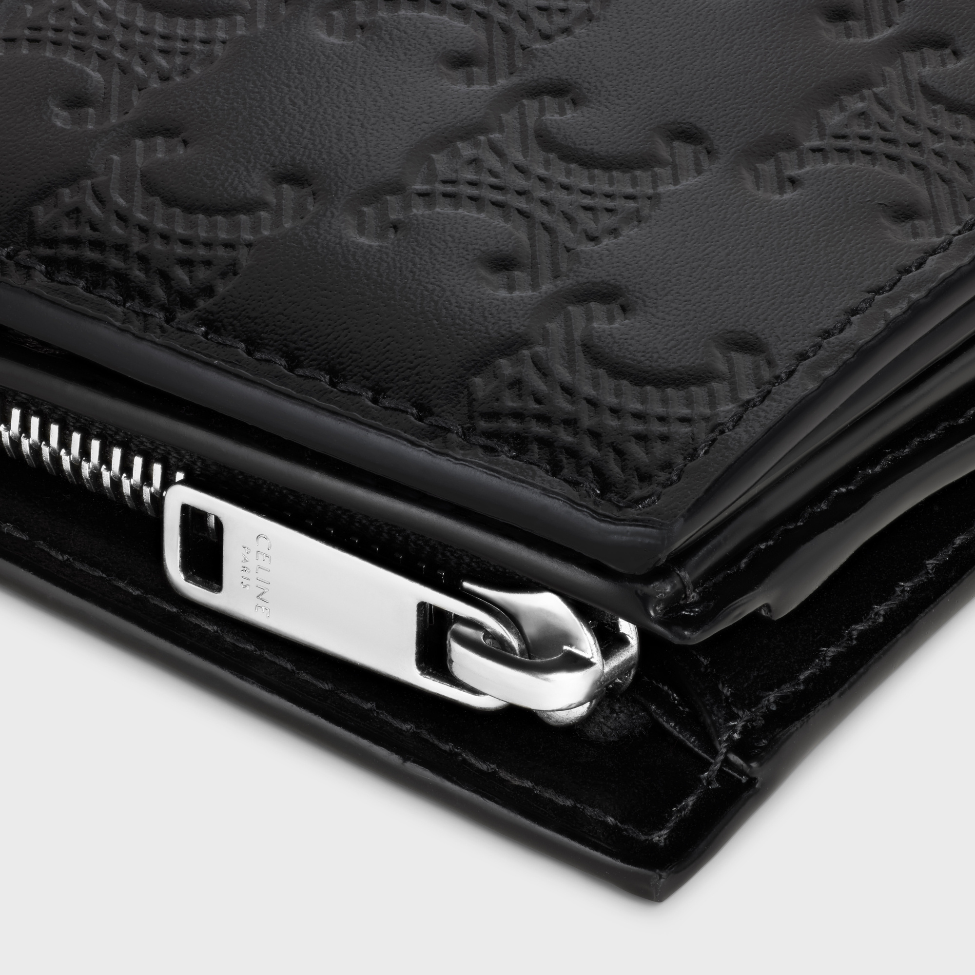 Celine Triomphe Folding Compact Wallet In Black