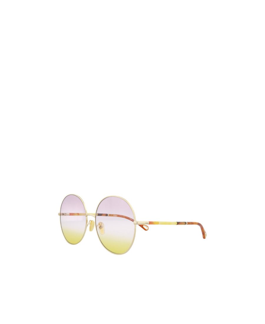 Chloé Novelty 61mm Round Sunglasses In Gold Gold Violet  display picture 2