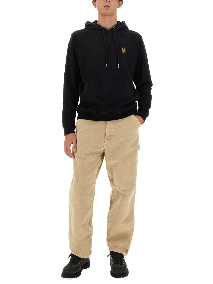 Belstaff Logo-patch Drawstring Hood In Black