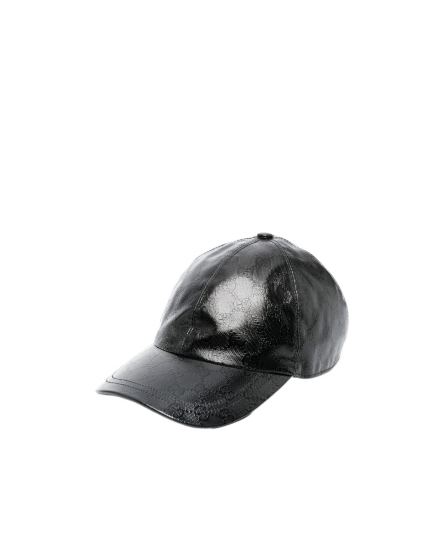 Gucci Interlocking G-logo Leather Cap In Black
