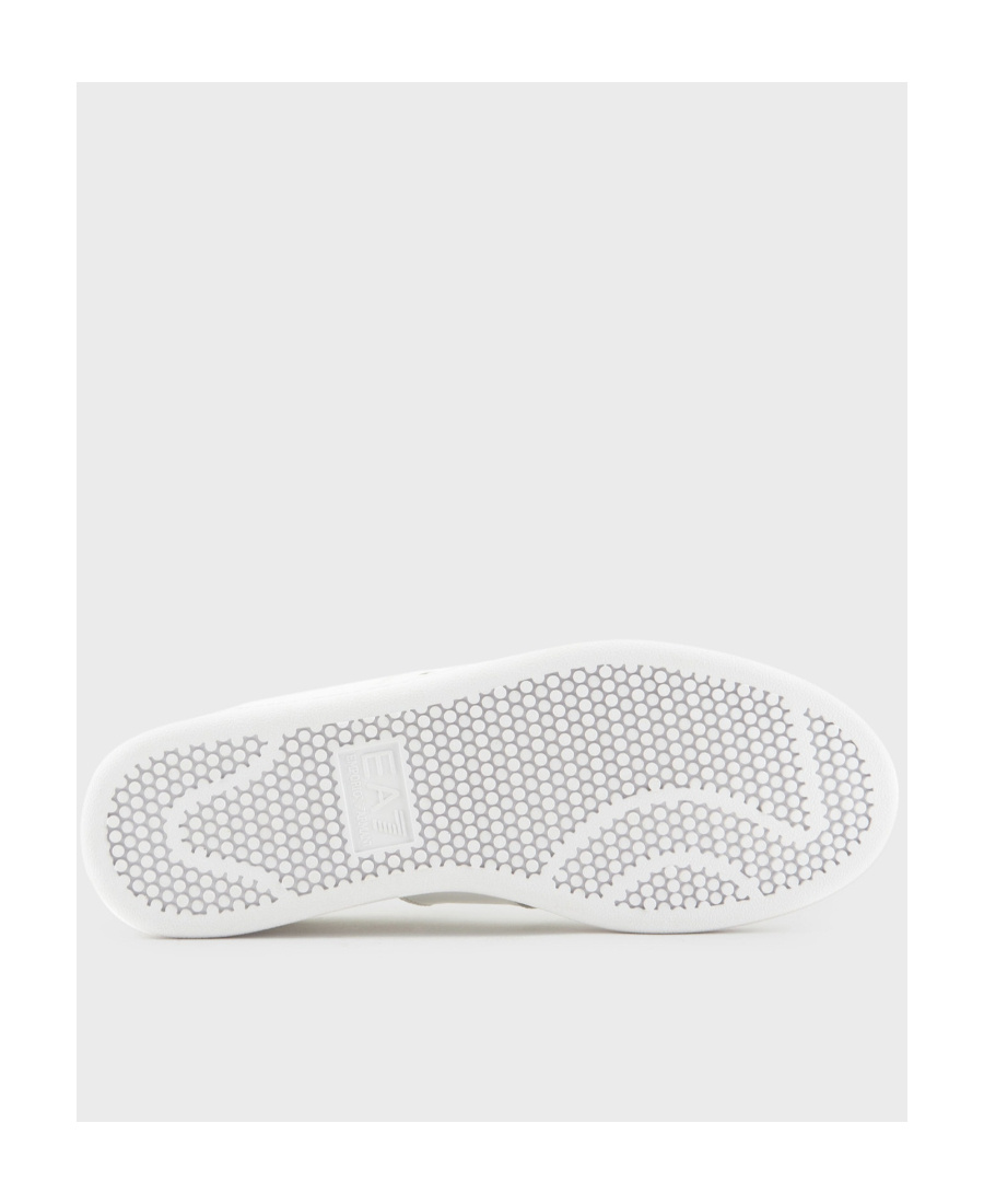 Ea7 Logo-print Leather Sneakers In White