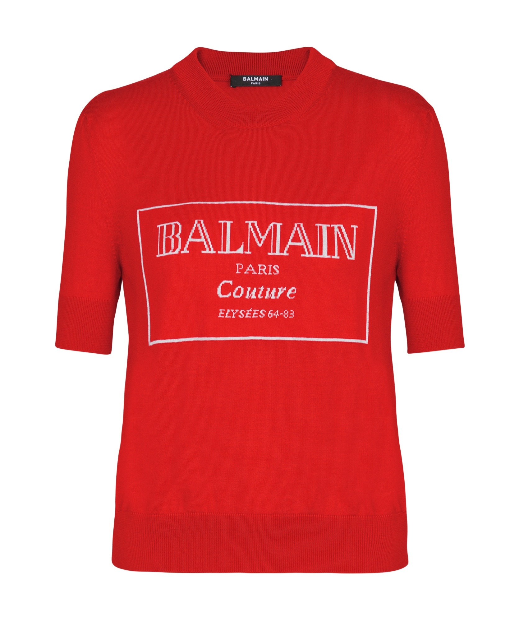 Balmain Logo-intarsia T-shirt In Red