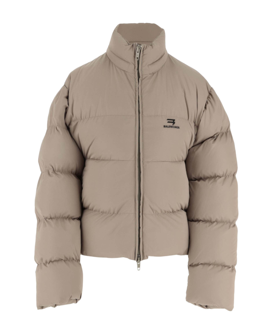 Balenciaga Logo-embroidered Puffer Jacket In Nude