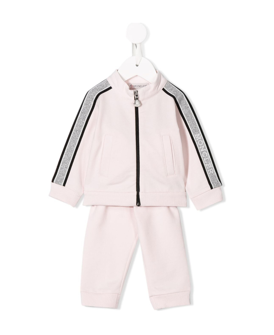 Moncler Striped-trim Tracksuit In Pink