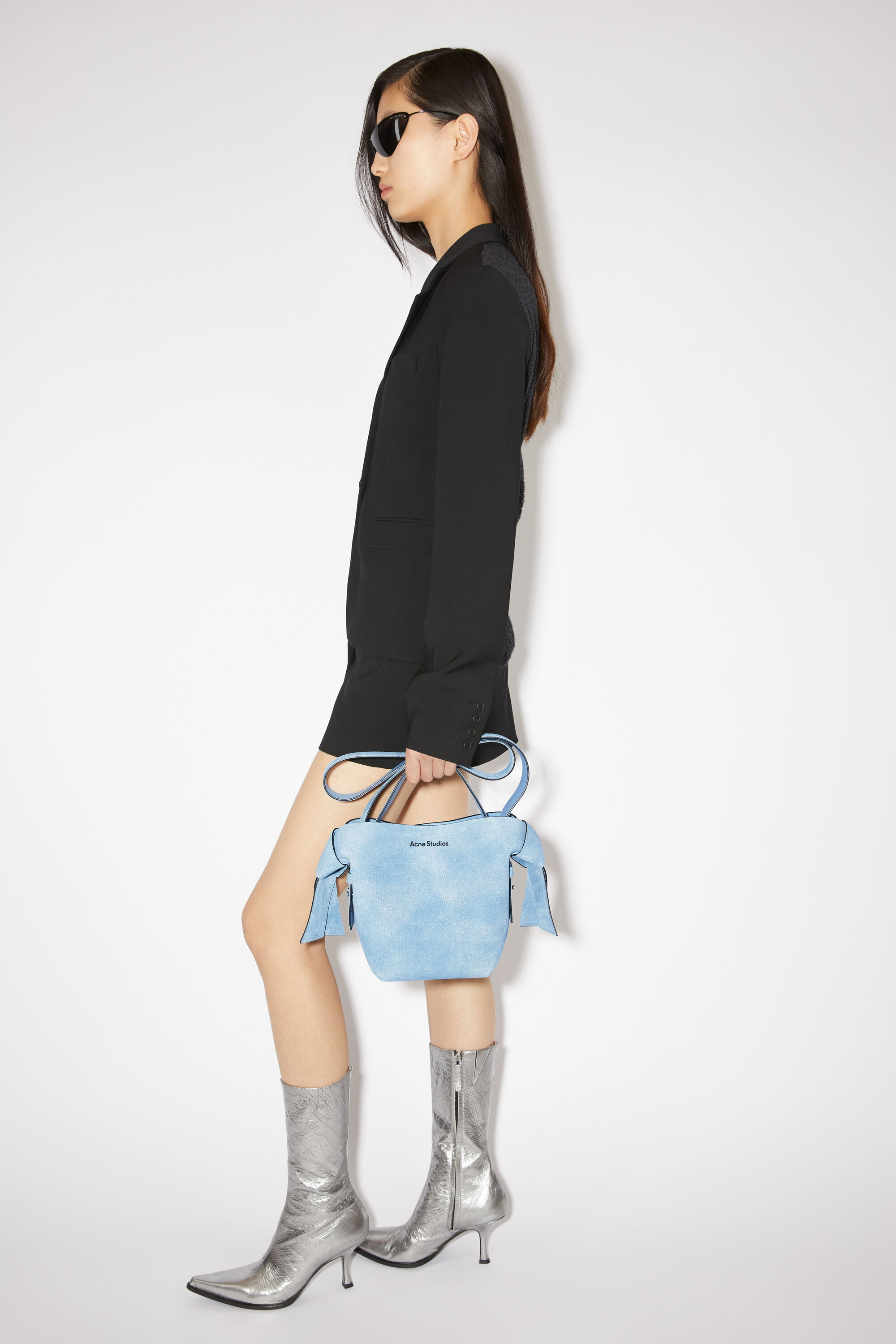 Shop Acne Studios Logo-print Denim Tote Bag In Blue