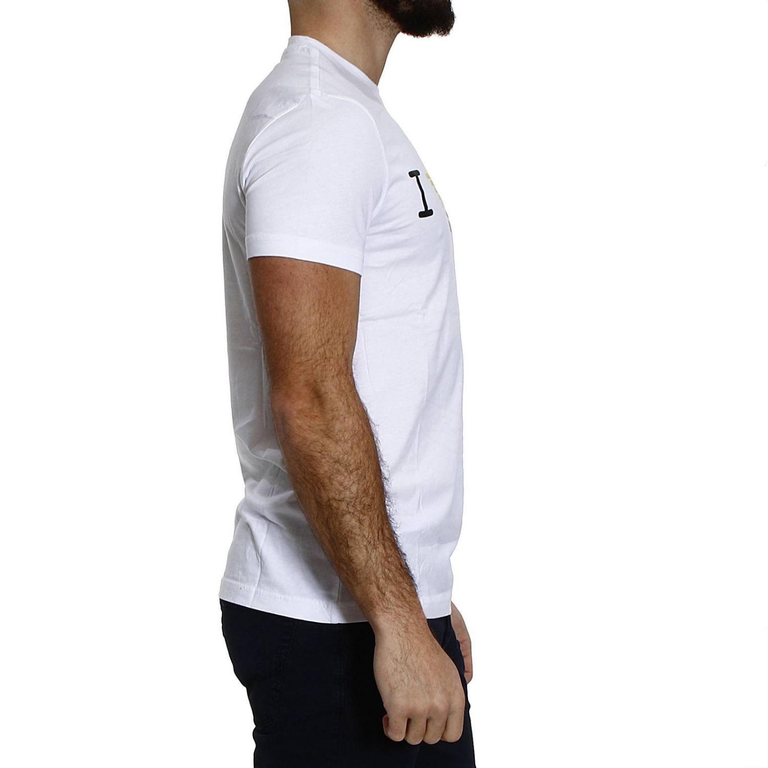 Ea7 Round-necked Logo T-shirt In White
