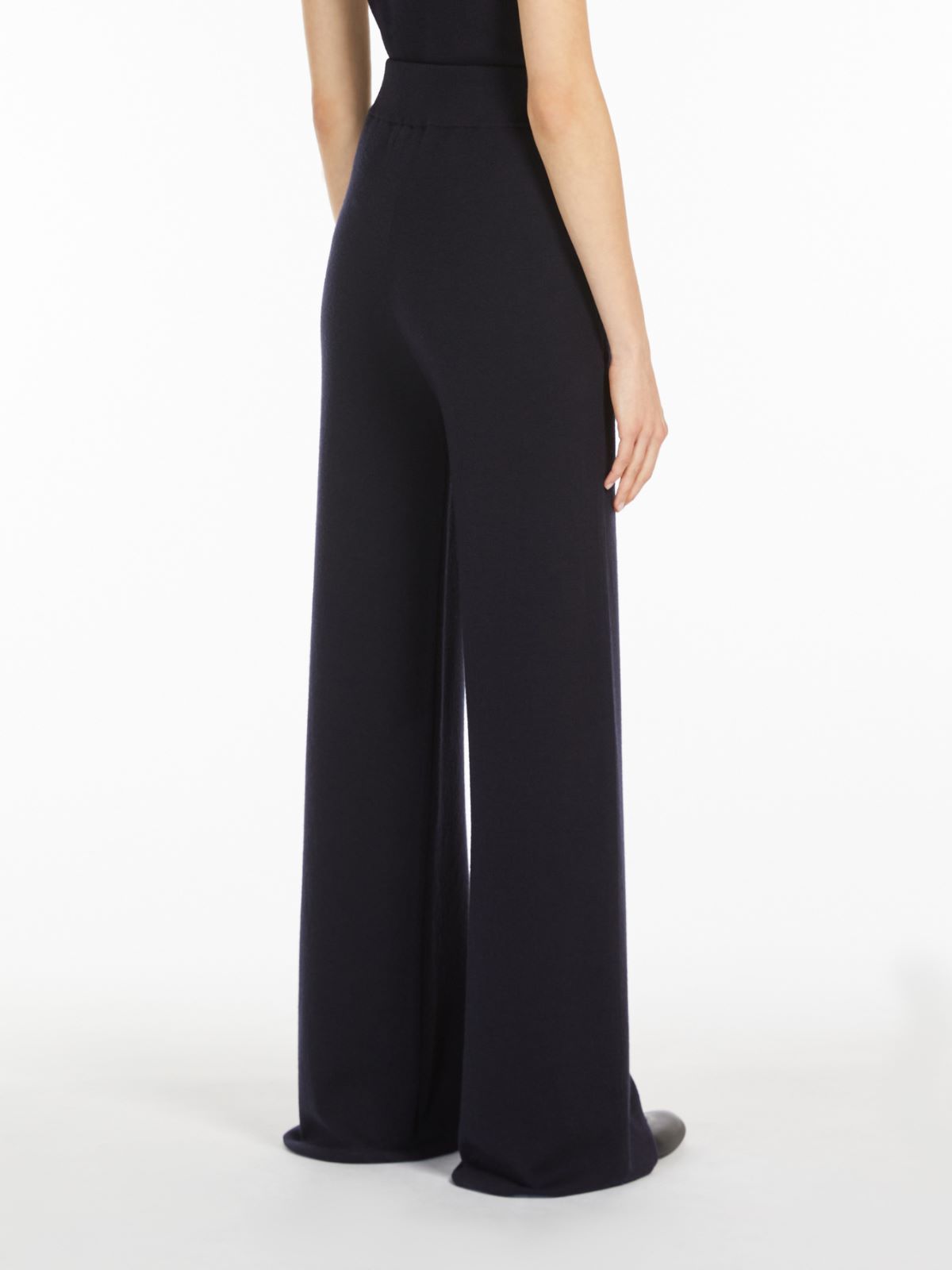 Max Mara Wide-leg Wool Gauze Trousers In Black