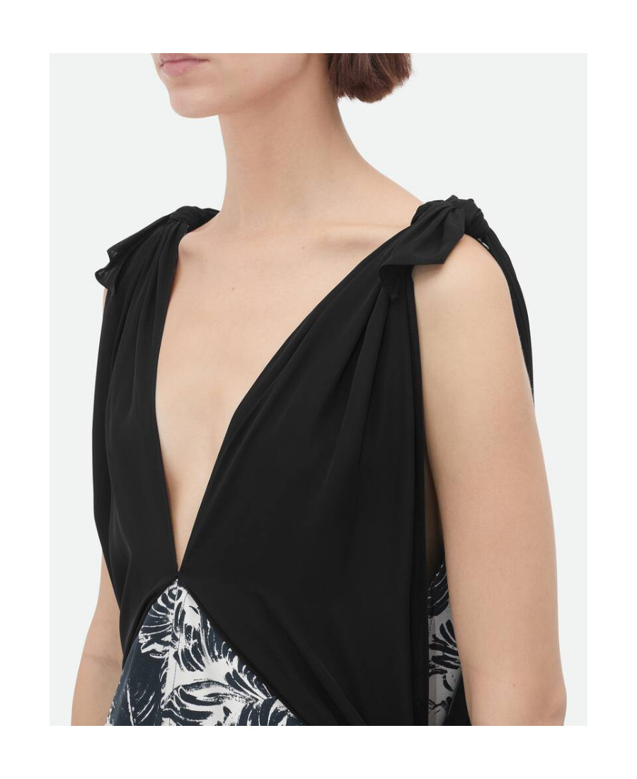 BOTTEGA VENETA BOTTEGA VENETA V-NECK GRAPHIC PRINTED DRESS