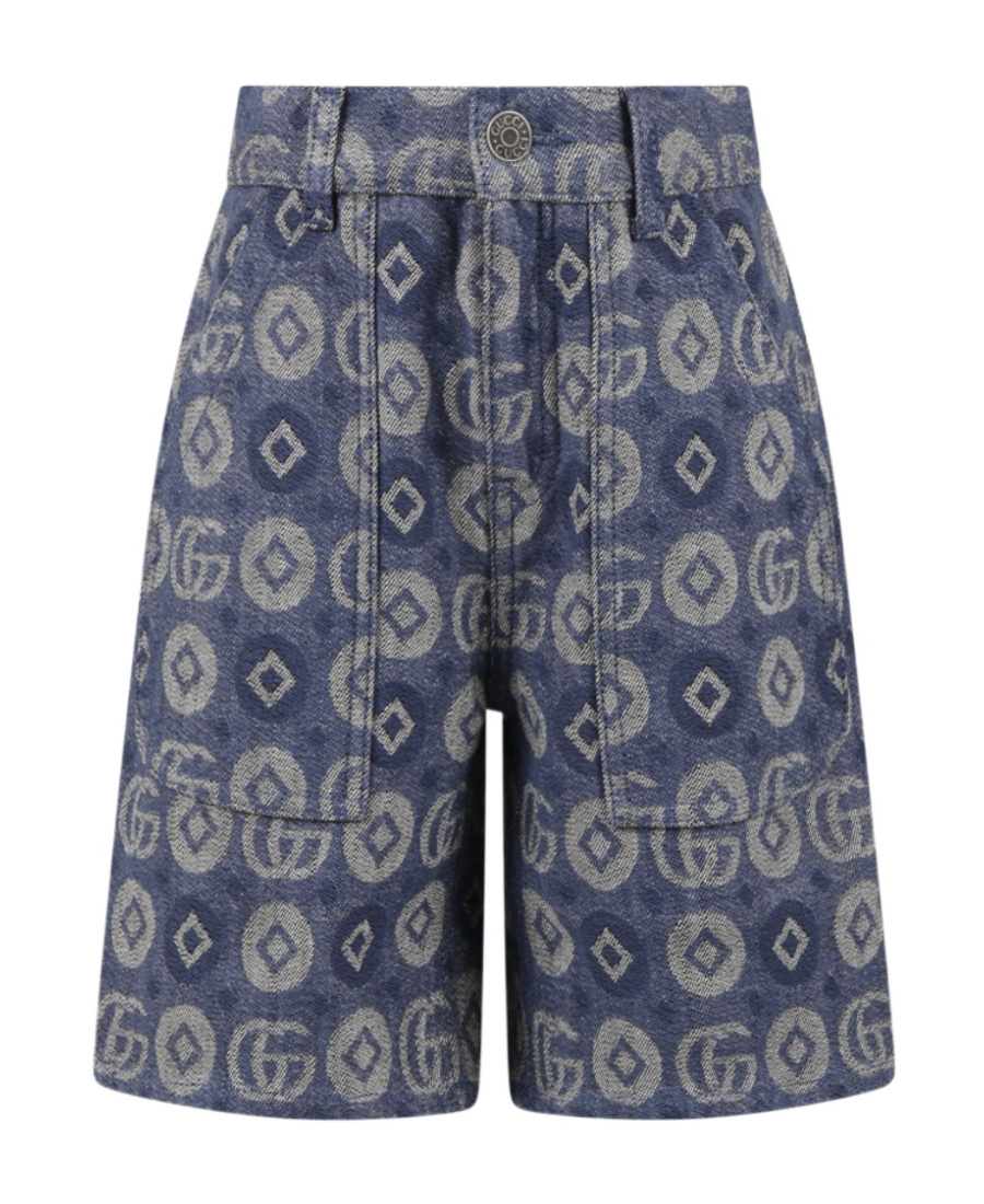 Gucci Blue Shorts For Boy With Gg In Blue