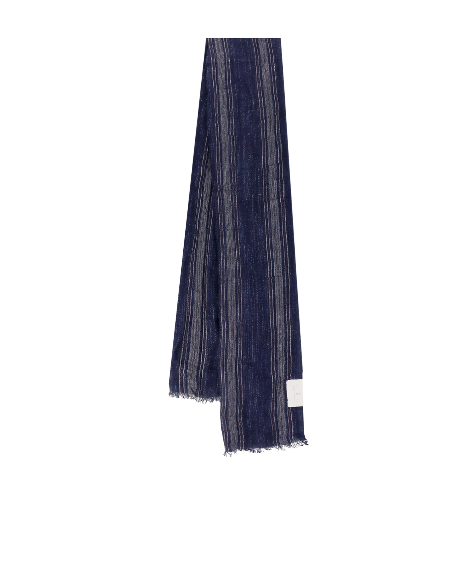 Brunello Cucinelli Stripe Frayed Edge Scarf In Blue