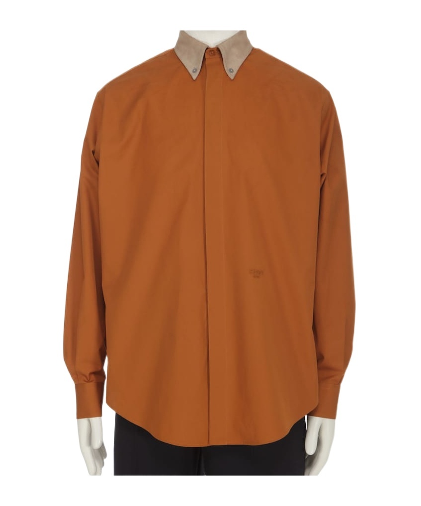 Fendi Contrasting-collar Shirt In Orange