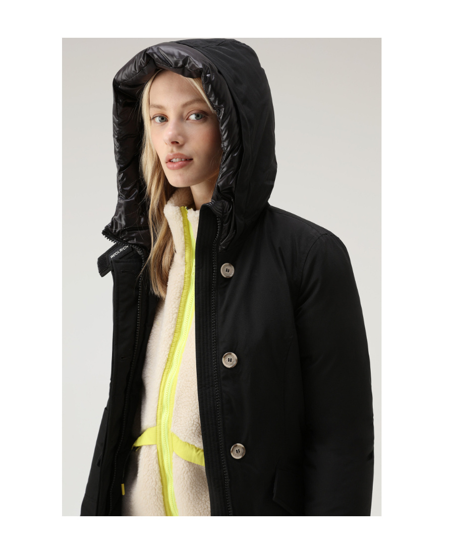 Woolrich Artic Parka Jacket Woman Puffer Midnight Blue Size L Cotton In Black
