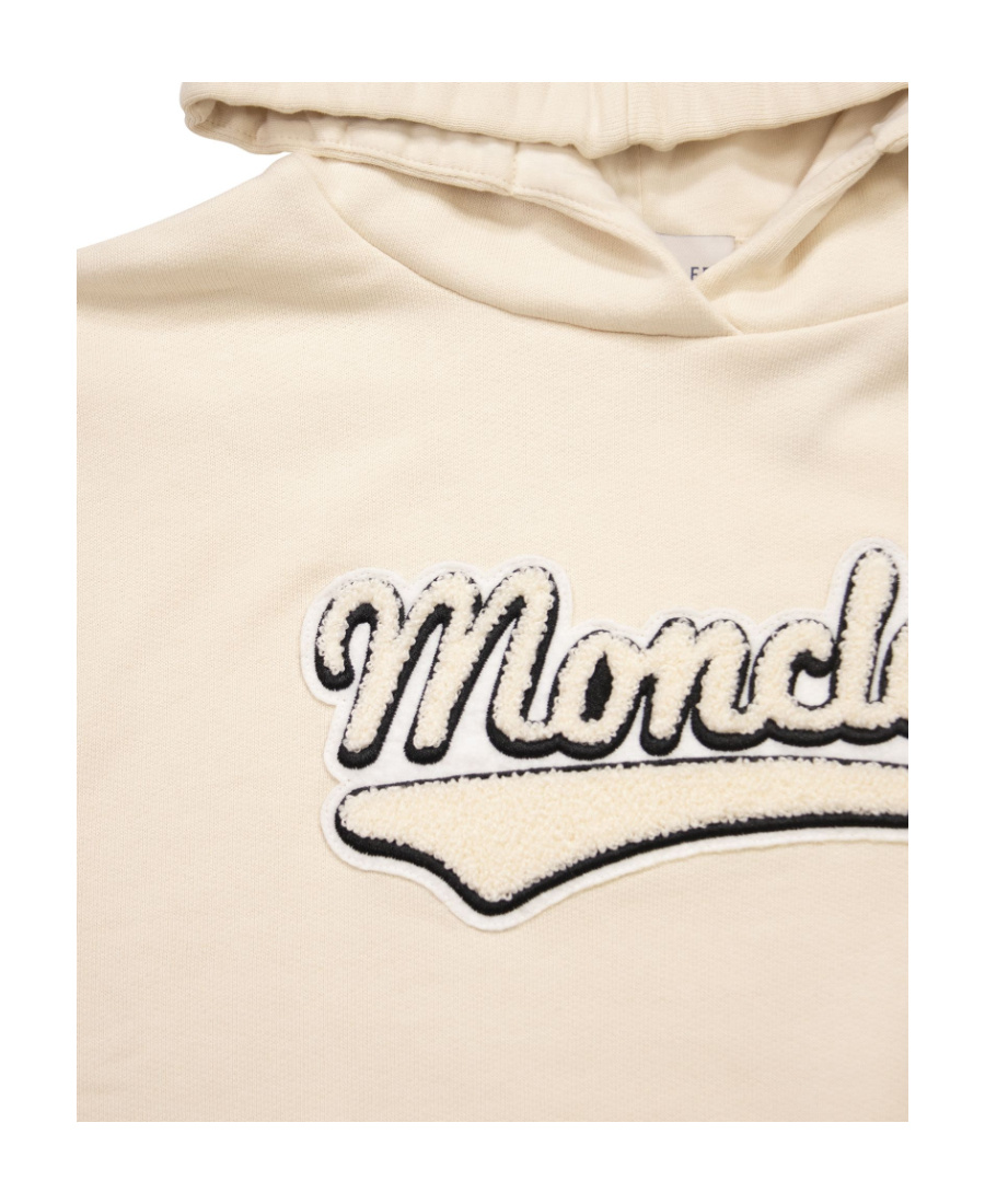 Moncler Logo-embroidered Cotton Hoodie In Nude