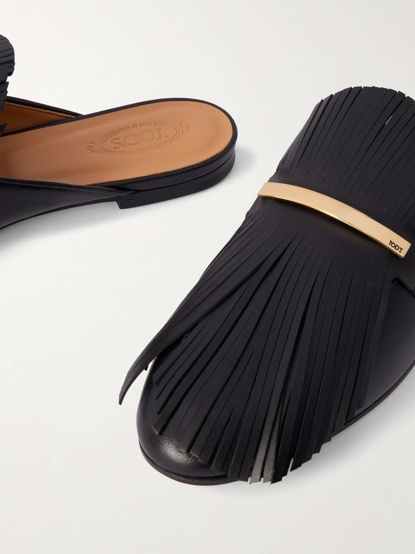 Tod's Fringe-detailed Mules In Black