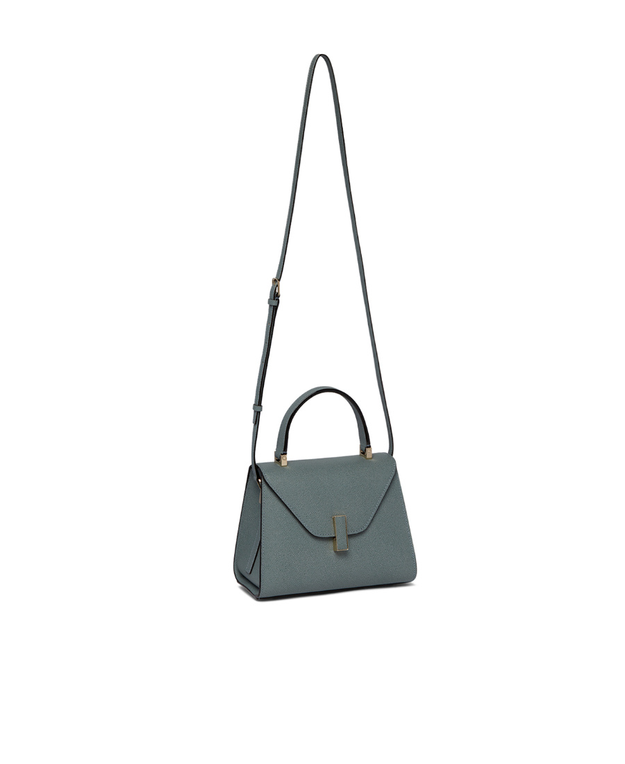 Valextra Iside Foldover Mini Top Handle Bag In Gray
