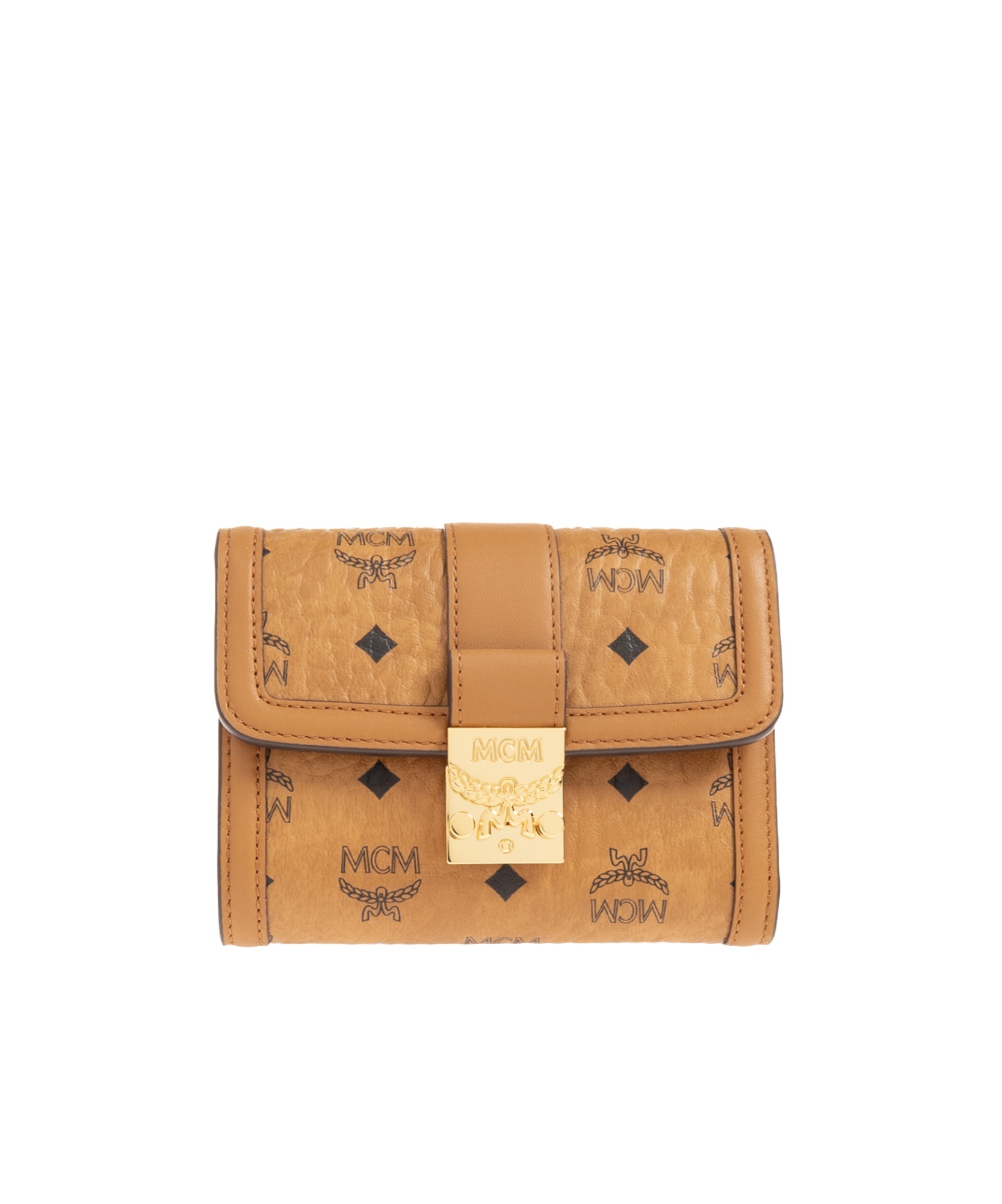 Mcm Tracy Trifold Wallet In Visetos In Brown