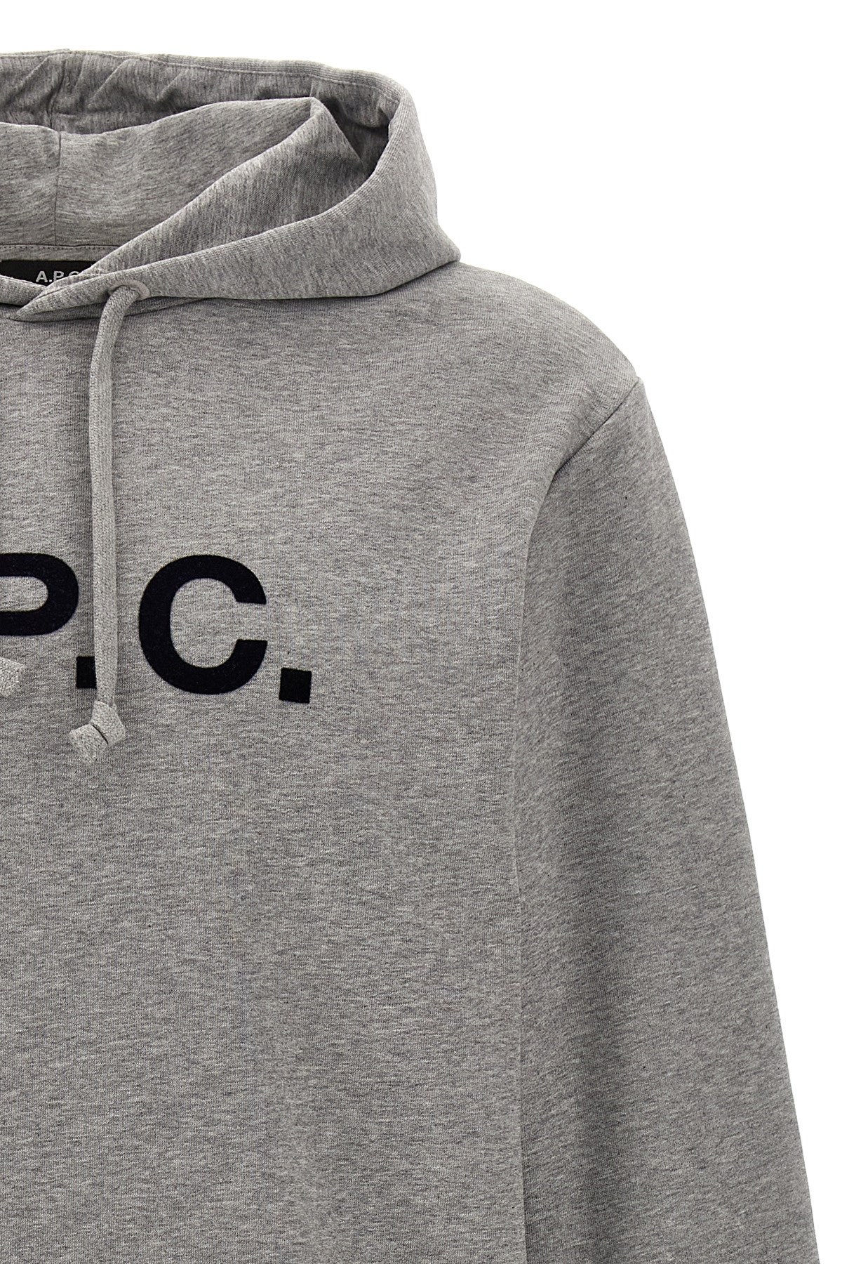 Apc Milo Logo-print Drawstring Hoodie In Gray