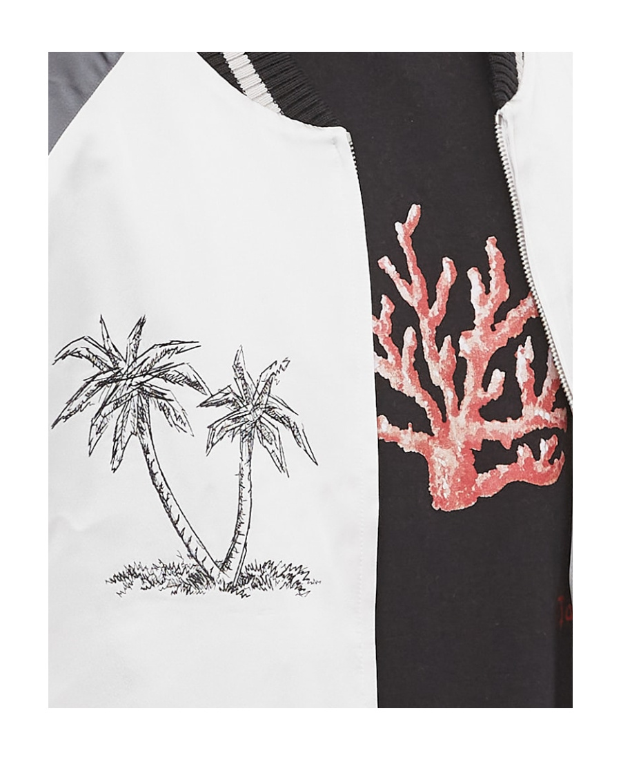 Palm Angels Palm Tree Baseball Jacket In White