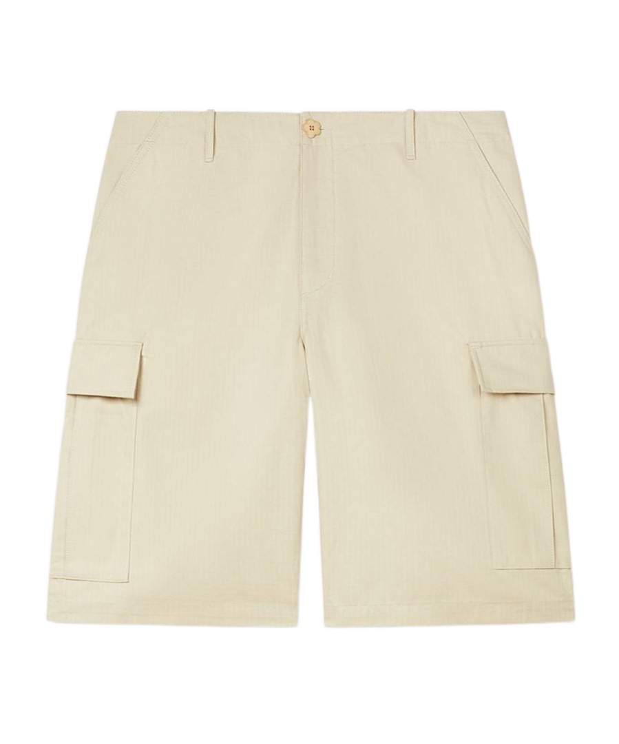 Kenzo Cargo Workwear Shorts Floral Graphic In Nude