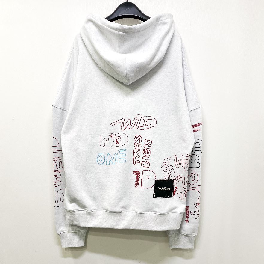 We11 Done All-over Print Drawstring Hoodie In White