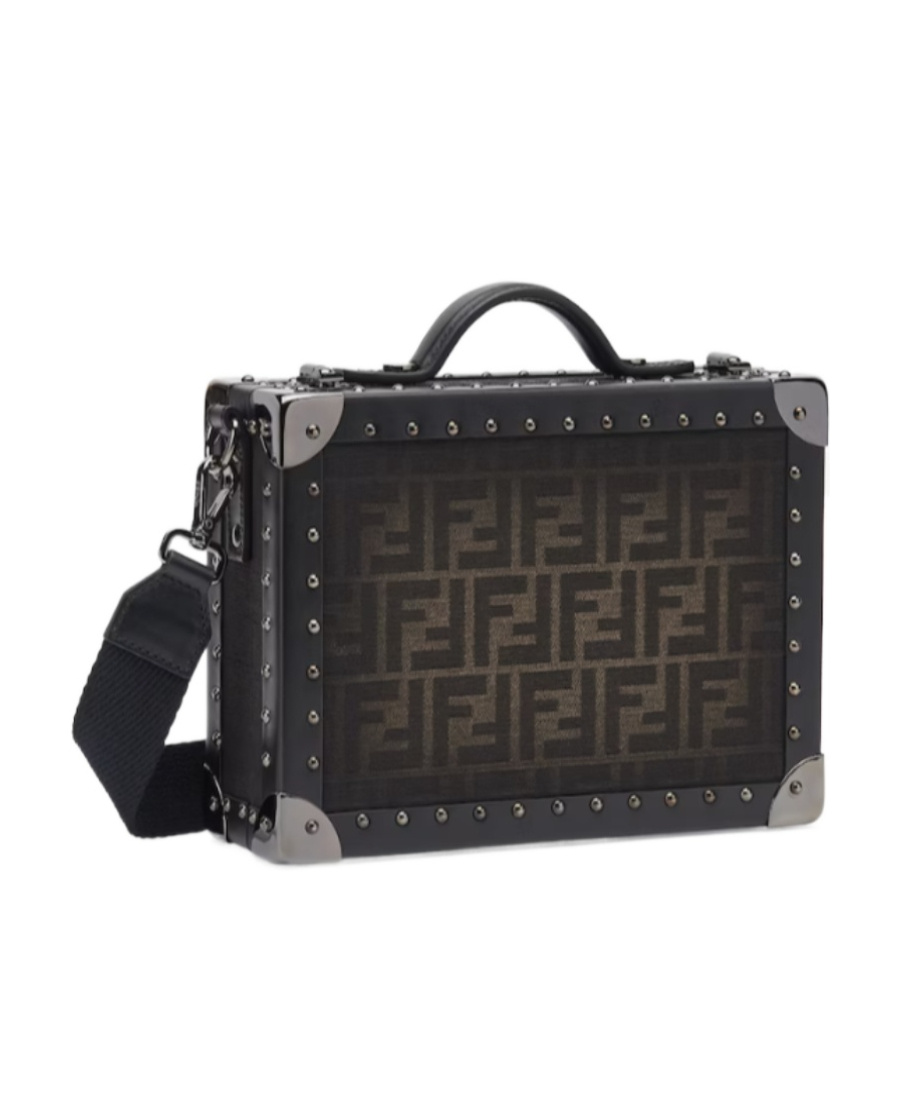 FENDI BROWN FF FABRIC SUITCASE