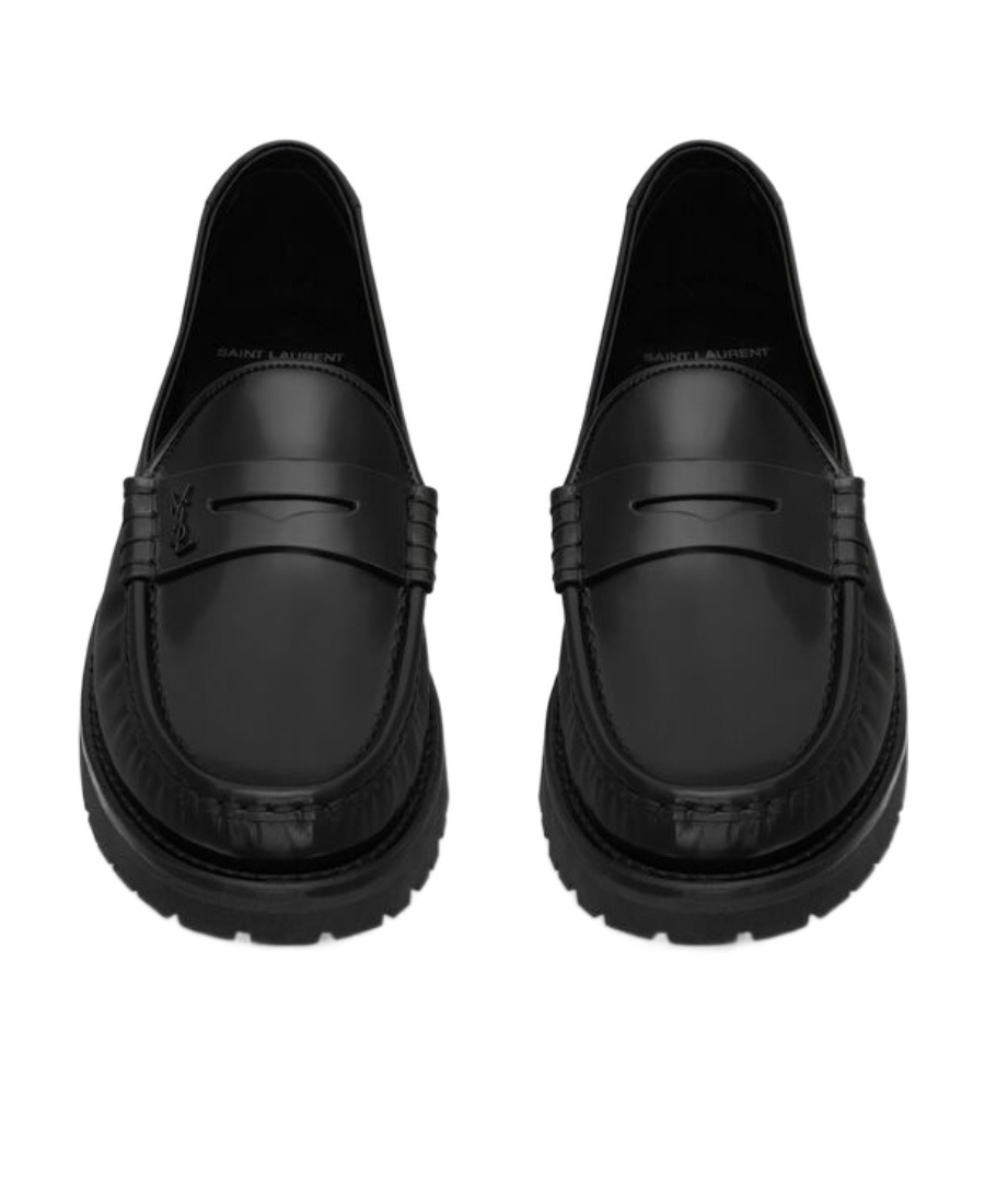 Saint Laurent Le Loafer Chunky Penny Slippers In Black