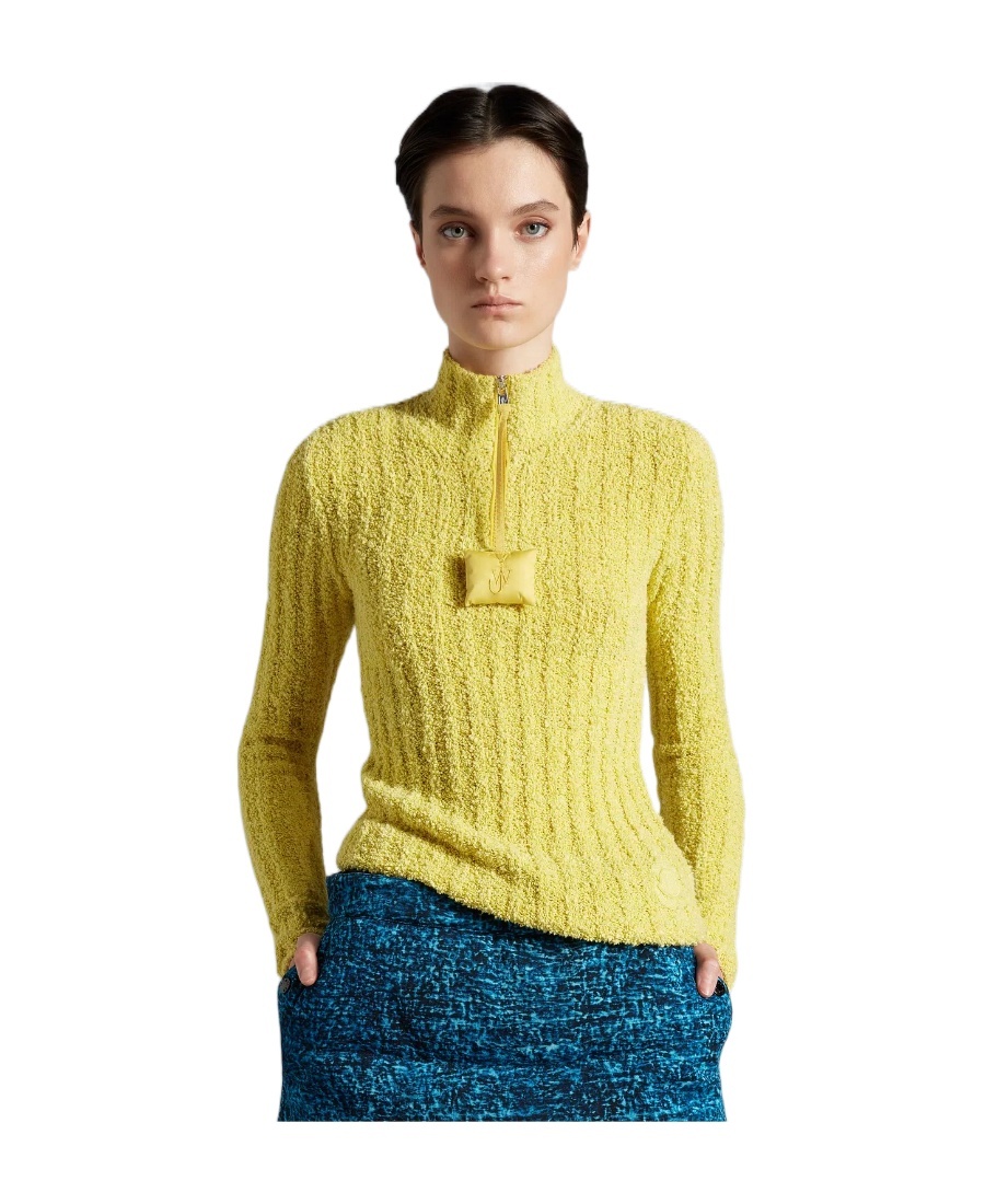 Moncler Ribbed Roll Neck Jumper In Yellow