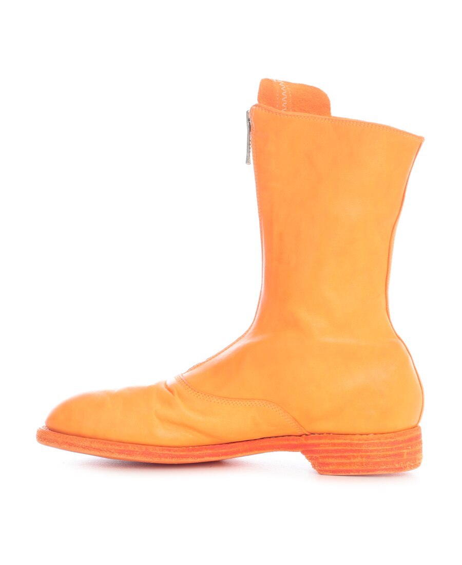 Guidi Front Zip Army Boots Sole Leather In Orange
