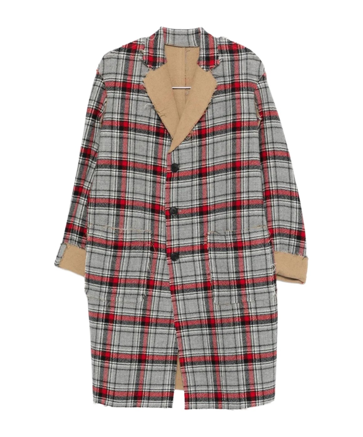R13 Plaid Coat In Gray