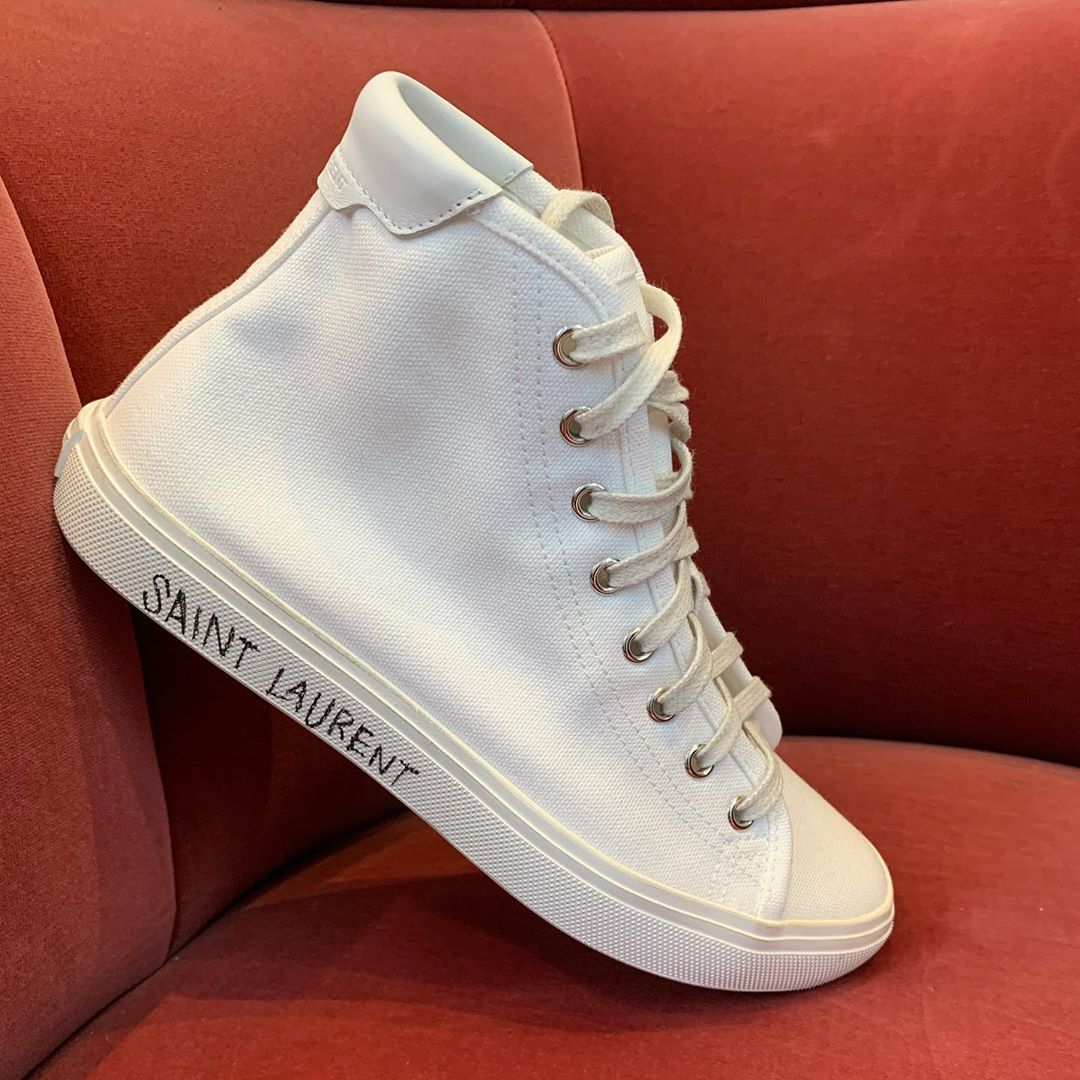 Saint Laurent Distressed Effect High-top Sneakers In White