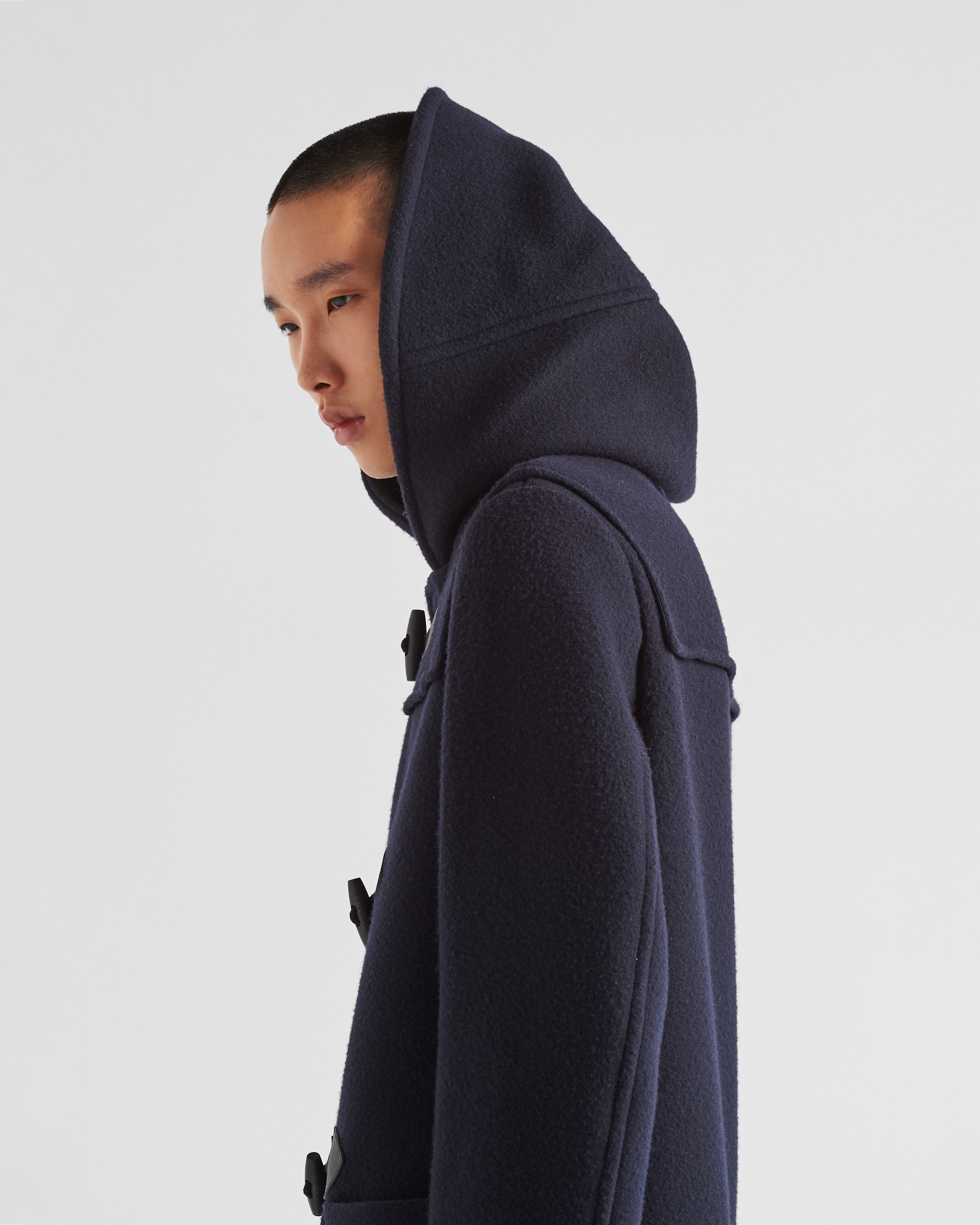 Prada Double-breasted Wool Duffle Coat In Blue