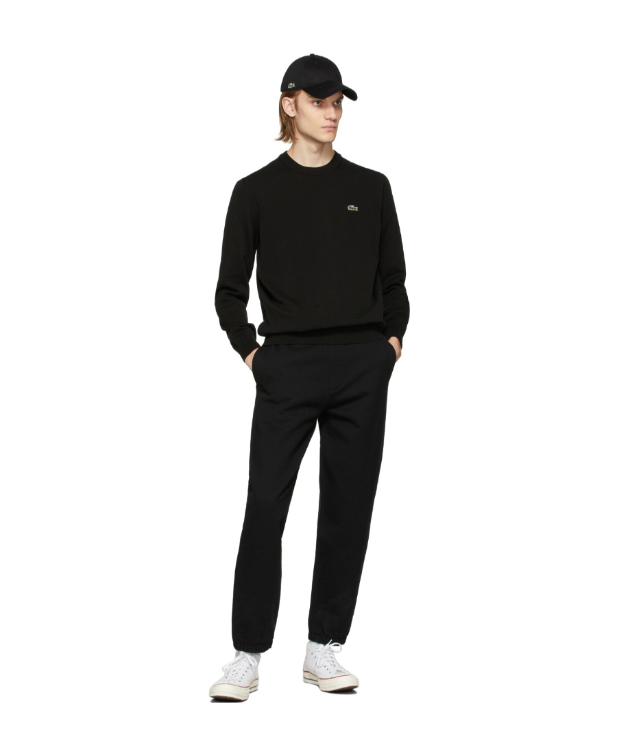 Lacoste Mens Crew Neck Fleece Sweatshirt In Black