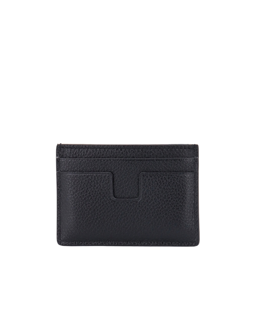 Tom Ford Logo-plaque Leather Cardholder In Black