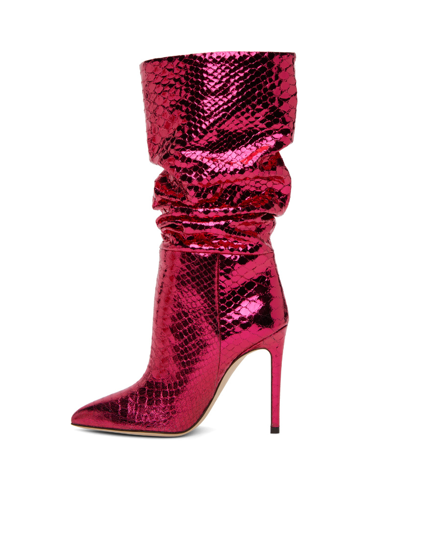 Paris Texas Serpentine Embossed Boots In Red