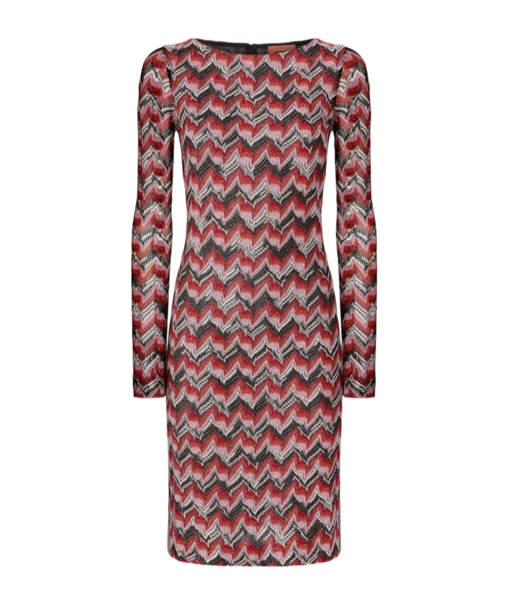 Missoni Chevron-pattern Long-sleeve Midi Dress In Multi