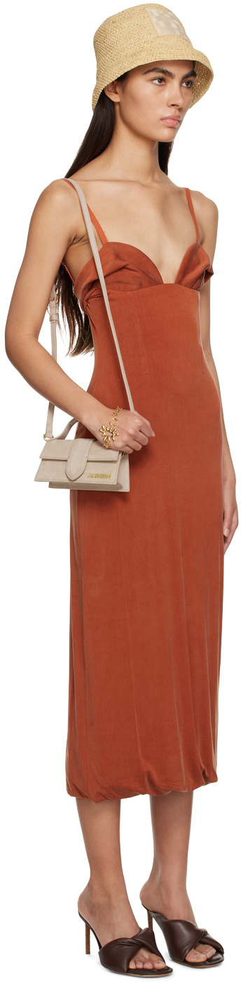 Jacquemus Praia Bustier-neck Midi Dress In Brown