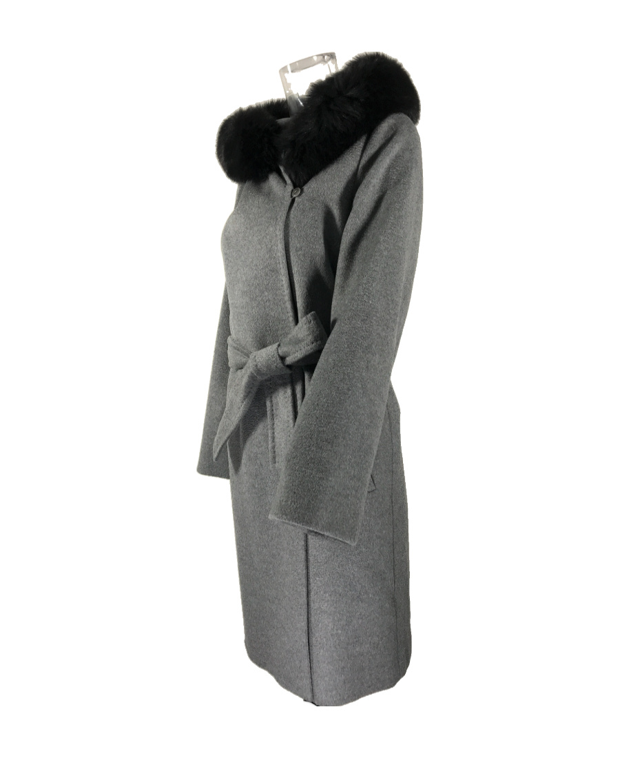 Max Mara Woolen Overcoat With Belt In Gray