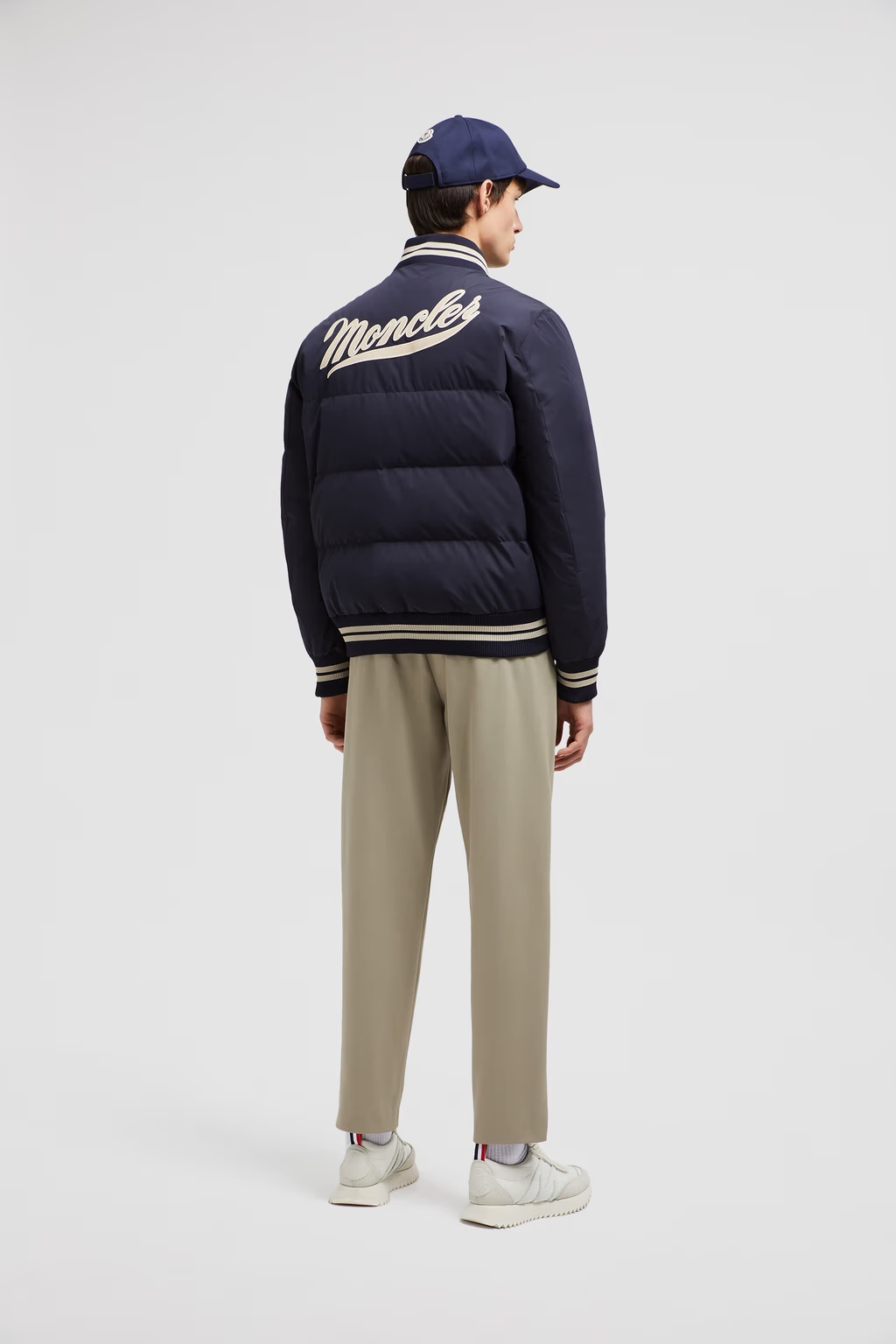 Moncler Ribbed Collar With Striped Details Jacket In Blue