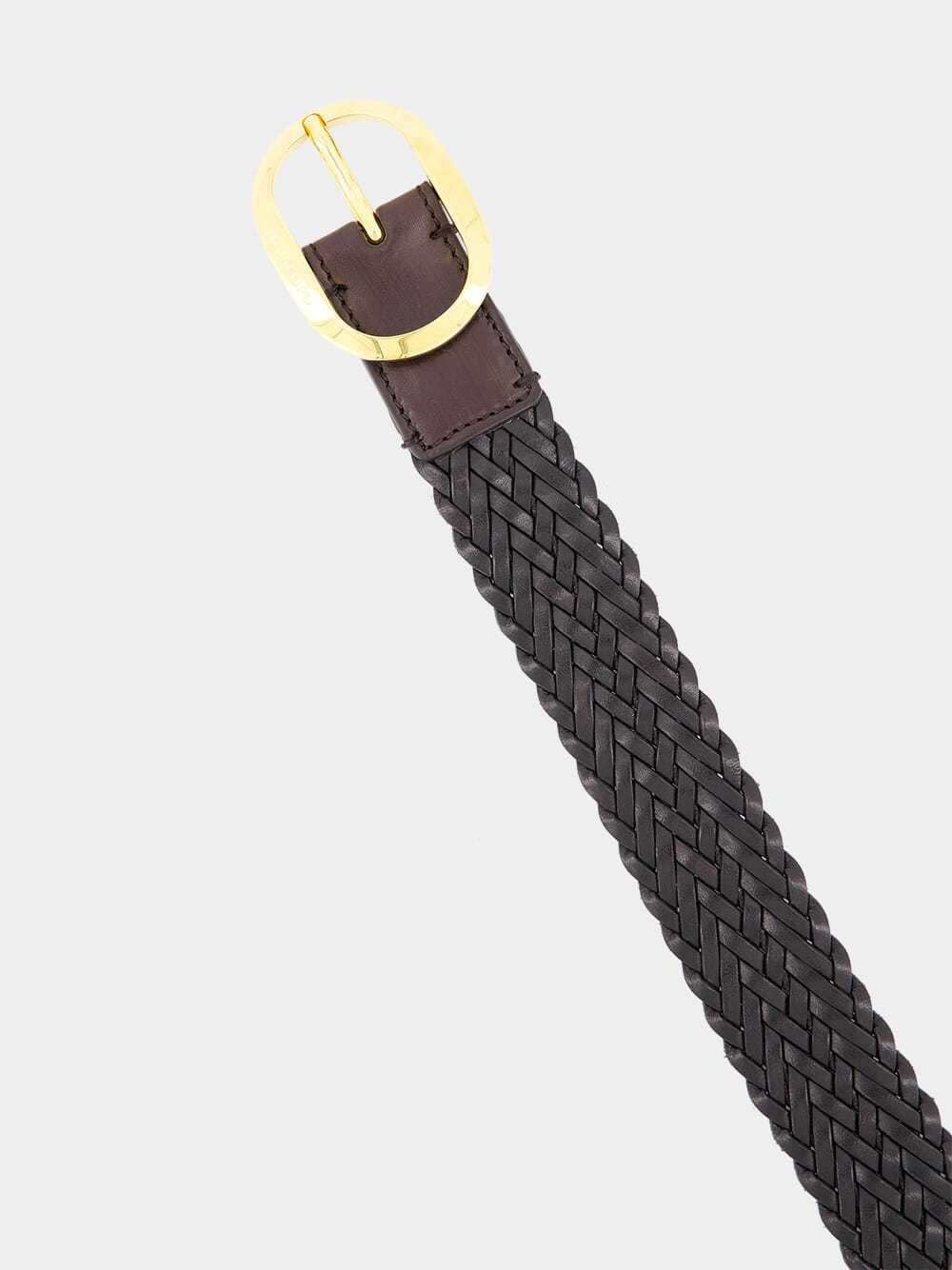 Tom Ford Braided Buckle Belt In Brown