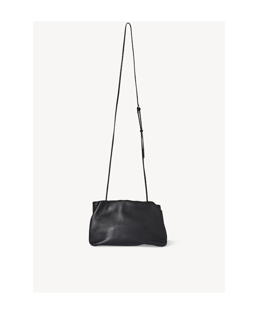The Row Bourse Pleated Crossbody Bag In Black